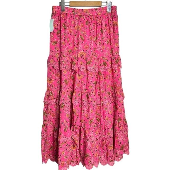 NWT Caroline Constas Floral Tiered Skirt & Crop Top Set in Pink Women Size M - Picture 7 of 15